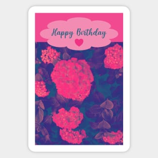 Pink Floral Happy Birthday Design Sticker